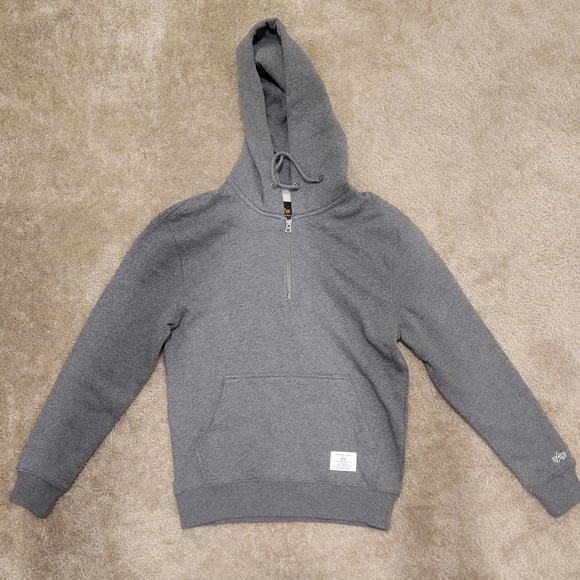 Alpha Industries Charcoal Quater Zip hoodie - Picture 1 of 4